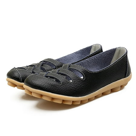 

Pmoiste Women s Flat Shoes Casual Slip-on Sneakers Comfort Walking Loafers Black 10.5