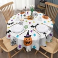 thumbnail image 3 of Happy Halloween Table Cloth Waterproof Spillproof Tablecolths Pumpkin Skull Bat Spider Table Cover for Halloween Background Indoor and Outdoor Birthday (70x70 inches), 3 of 6