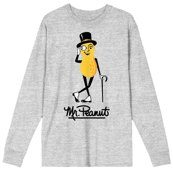 Planters Mr. Peanut  Adult Heather Gray Long-Sleeve Tee-Medium