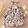thumbnail image 1 of YEEDISON Spring Autumn Clothes Newborn Dresses Leopard Print Long Sleeve Doll Collar Baby Dress+headband 2 Pcs Princess Dress for 3M-12M, 1 of 4