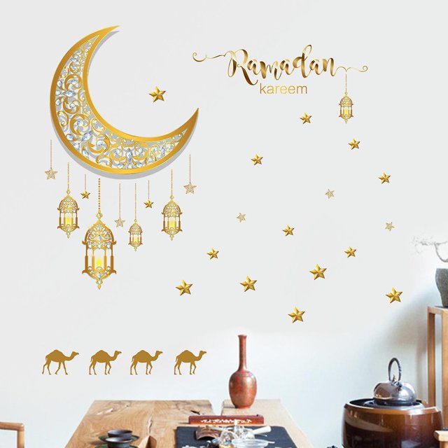 Un conjunto de pegatinas de pared, lámpara de luna, estrellas, pegatina decorativa, decoración de pared para dormitorio, baño, sala de estar, oficina
