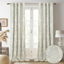 DriftAway Damask Curtains Gray Room Darkening Curtains for Bedroom 84 inch Grommet Thermal Drapes for Living Room French Country Farmhouse Medallion Damask Window Treatments 2 Panels Linen Gray