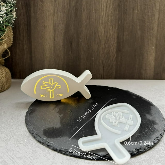 Ornement de Lumière en Silicone en Forme de Poisson Moule Poisson Jésus Bougeoir Réutilisable Décoration Maison
