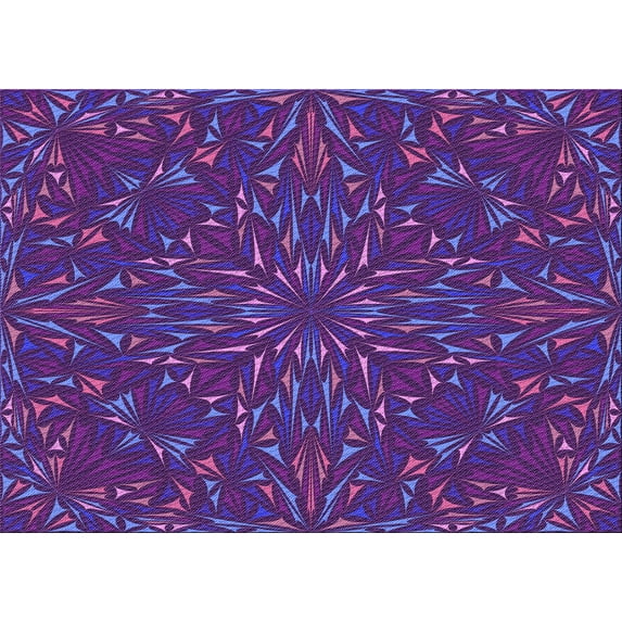 Ahgly Company Indoor Rectangle Patterned Bright Purple Area Rugs, 5' x 7'