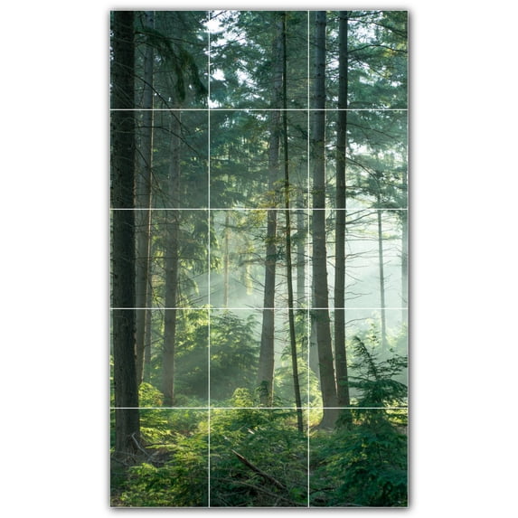 Picture-Tiles.com: Trees Ceramic Tile Wall Mural WAL501009-35XL. 36"W x 60"H using (15) 12" x 12" Ceramic Tiles-Satin Finish