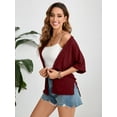 thumbnail image 3 of HOWCOME Women's Lightweight Short Sleeve Cardigan Summer Casual Open Front Cover Up Toppers Purple Red, 2XL, 3 of 6