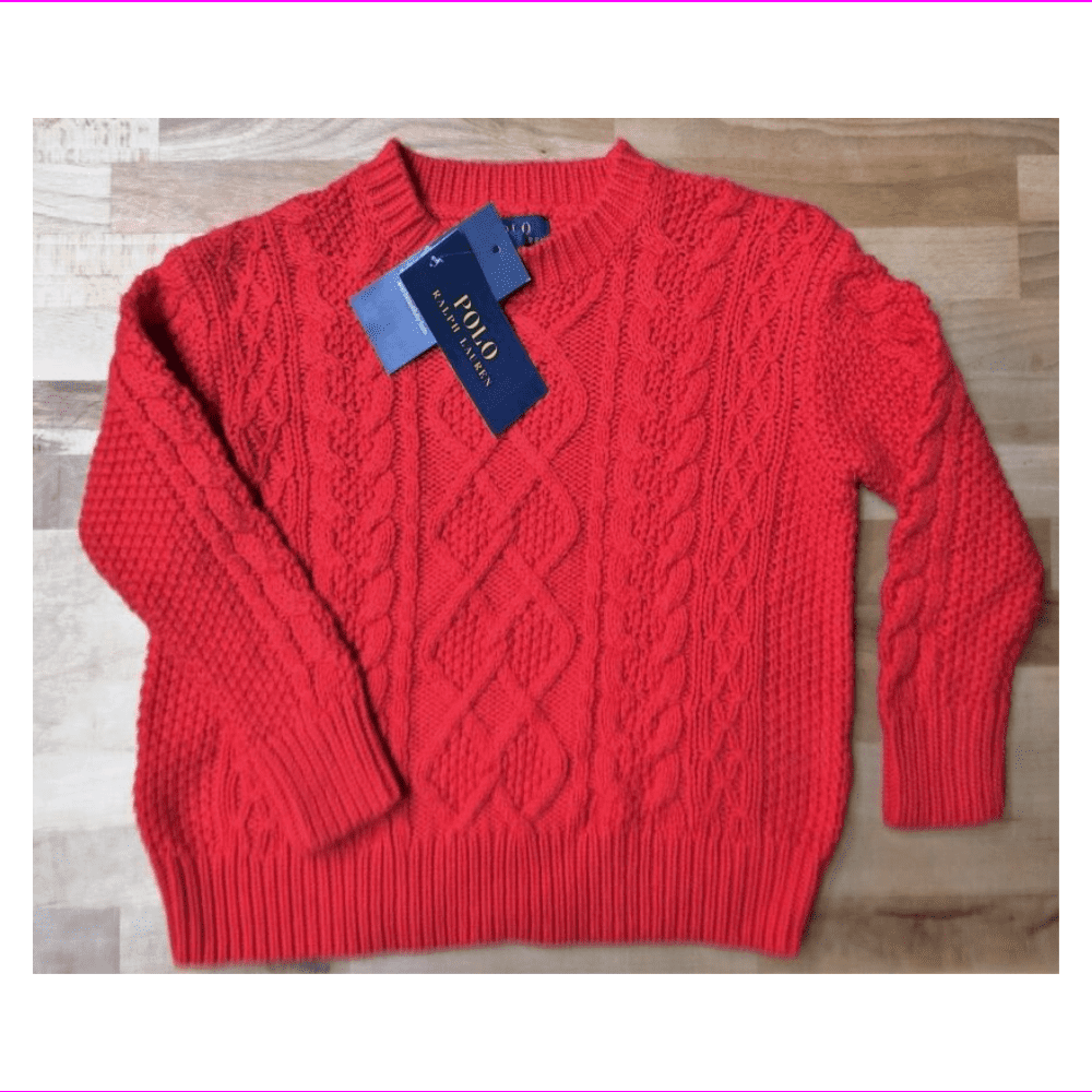 cable knit red sweater