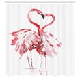 thumbnail image 3 of Ambesonne Flamingo Shower Curtain, Lovers Kissing, 69"Wx84"L, Dark Coral White, 3 of 5
