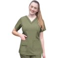 thumbnail image 1 of Adar Pro Heather Haut de Sarrau à Encolure en V Rehaussée pour Femme, Heather Olive, TG, 1 of 7
