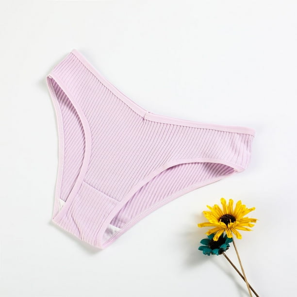Braguitas de algodón con forma de V para mujer, con rosca, de color sólido europeo y americano, de cintura baja, transpirables, de doble capa, para niñas