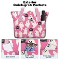 thumbnail image 2 of Tote Bag for Women - Pink Halloween Ghosts with Boo Shoulder Bag - Large Utility Work Duffle Bag with Zipper Handbag for Travel, Work, Sprots, 2 of 5