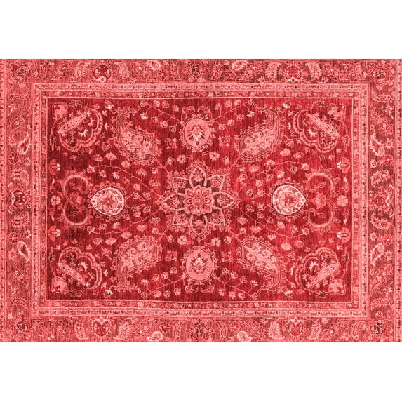 Ahgly Company Indoor Rectangle Abstract Red Modern Area Rugs, 4' x 6'