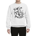 thumbnail image 2 of Wild Bobby Crescent Moon Astrology Puff Print Fashion Unisex Crewneck Sweatshirt, White, Small, 2 of 6