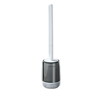 Toilet Bowl Brush and Holder, Long Handle Toilet Brush for Bathroom with Separate Base for Floor and Wall Mounted Plastic Toilet Brush Set Under The Rim Household Cleaning