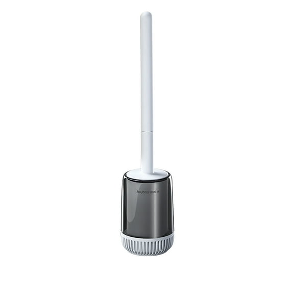 Toilet Bowl Brush and Holder, Long Handle Toilet Brush for Bathroom with Separate Base for Floor and Wall Mounted Plastic Toilet Brush Set Under The Rim Household Cleaning