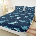 thumbnail image 3 of Feelyou Blue Shark Animal Twin Sheet Sets, Ocean Stars Child Bedding, 3pcs, 3 of 7