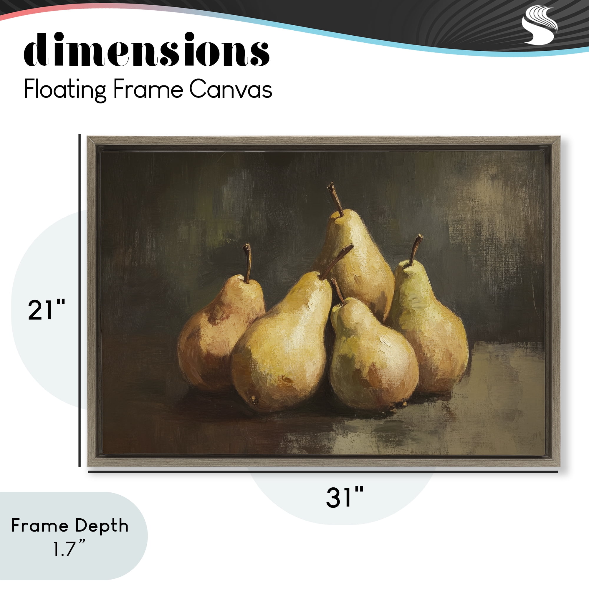 Stupell Industries Golden Pears Still Life Brown Framed Floater Canvas Wall Art, design by Petal Prints Design