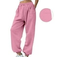 thumbnail image 3 of BLOCLOALO Dress Pants Casual Pants Wide Leg Elastic Waist Pants with Pockets Lightweight High Waisted Adjustable Loose Lounge Trousers Workout Pants Exercise Pants for Women Dress Pants Women Pink L, 3 of 9