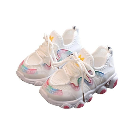 Mikilon Kids Spring and Fall Sports Shoes Size 7.5-12 Patchwork Color Cutout Drawstring Shoes Soft Sole Shoes