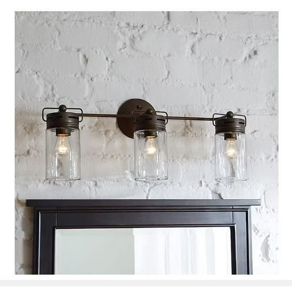 allen   roth Vallymede 24-Inches 3 -Light Antique Bronze Farmhouse Vanity light bar