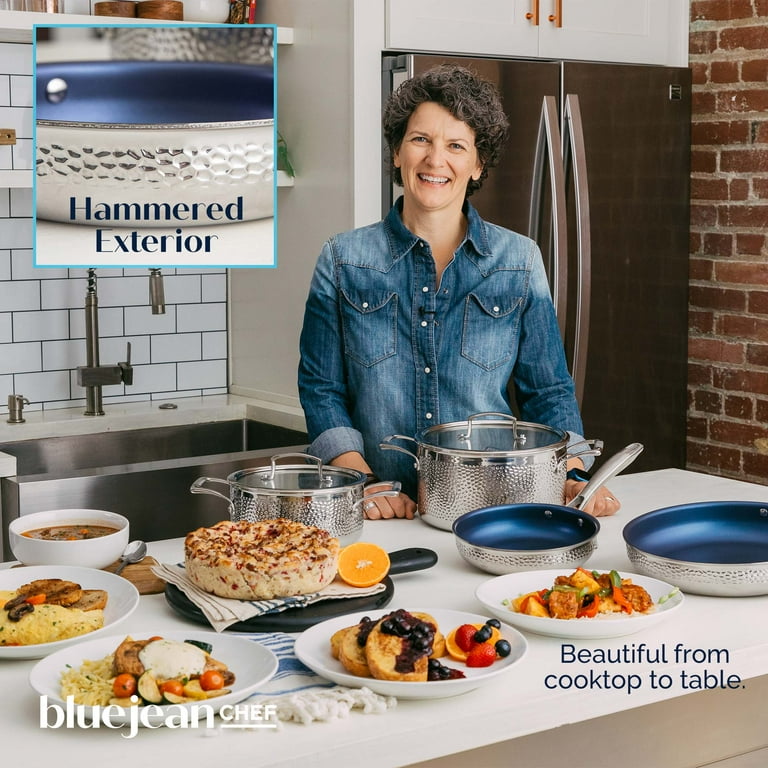 Blue Jean Chef 6-Piece Stainless Steel Cookware Set, Hammered