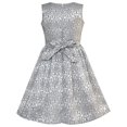 thumbnail image 3 of Girls Dress Gray Bow Tie Jacquard Fit And Flare Princess 8, 3 of 7