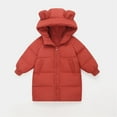 thumbnail image 3 of Landzoo Toddler Kids Little Girls Winter Solid Color Coats Bears Ears Outerwear Mediun Length Warm Jackets Down Coat Cotton Hooded Wadding Outwear Toddler Outerwear Windproof Warm Coat, 3 of 3