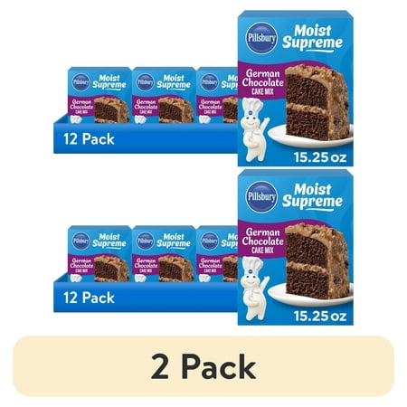 (2 pack) Pillsbury Moist Supreme German Chocolate Cake Mix, 15.25 oz Box