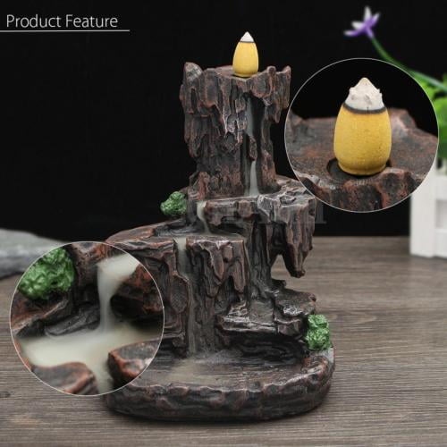 Waterfall Mountain Ceramic Smoke Backflow Incense Burner Holder With 7 Cones Walmart Com Walmart Com