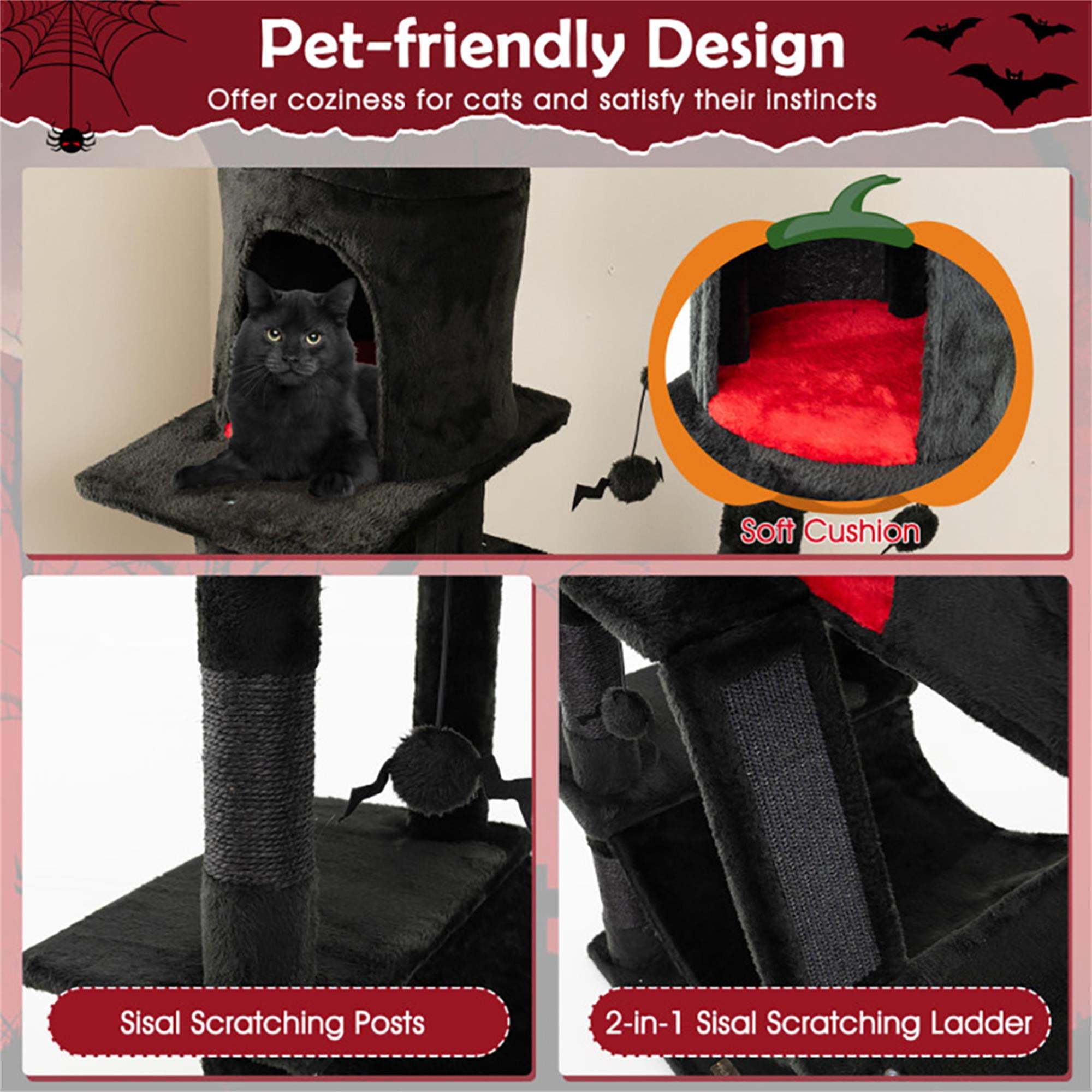 Pefilos 80" Tall Gothic Cat Tree for Large Cats, Cat Tower with Coffin Bed, Sisal Scratching Posts, Bat-Shaped Hanging Ball, Multi-Level Spooky Cat Condo, Black Pefilos 80" Tall Gothic Cat Tree for Large Cats, Cat Tower with Coffin Bed, Sisal Scratching Posts, Bat-Shaped Hanging Ball, Multi-Level Spooky Cat Condo, Black