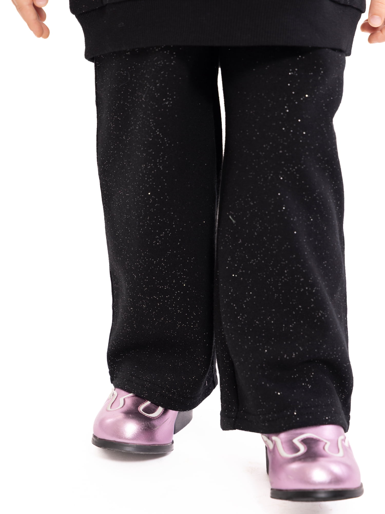 Dolly Parton Baby and Toddler Girls Graphic Glitter Hoodie and Flare Pants Set, 2-Piece, Sizes 12M-5T