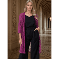 thumbnail image 2 of DARING DIVA Lace 3/4 Sleeve Crochet Open Front Long Cardigans S Purple, 2 of 7