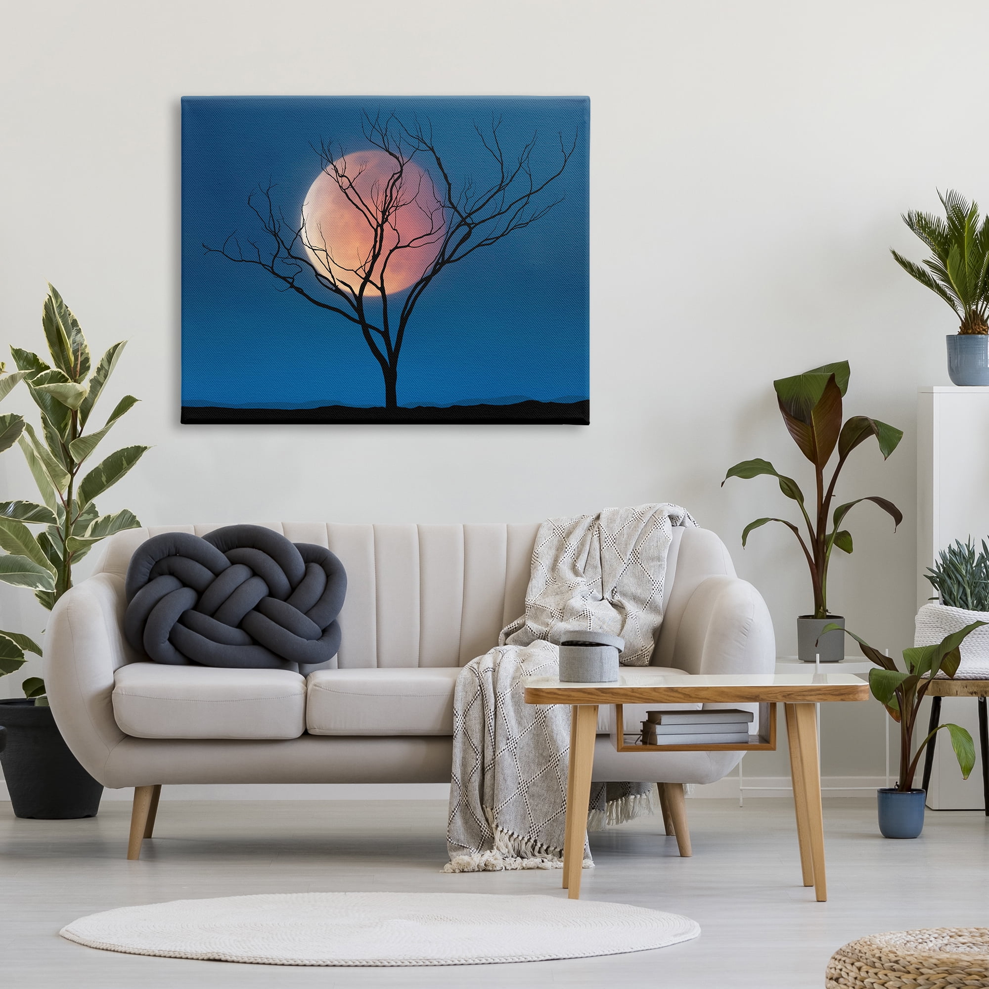 Stupell Industries Full Moon & Tree Landscape Painting Gallery Wrapped Canvas Art Print Wall Art, 48 x 36