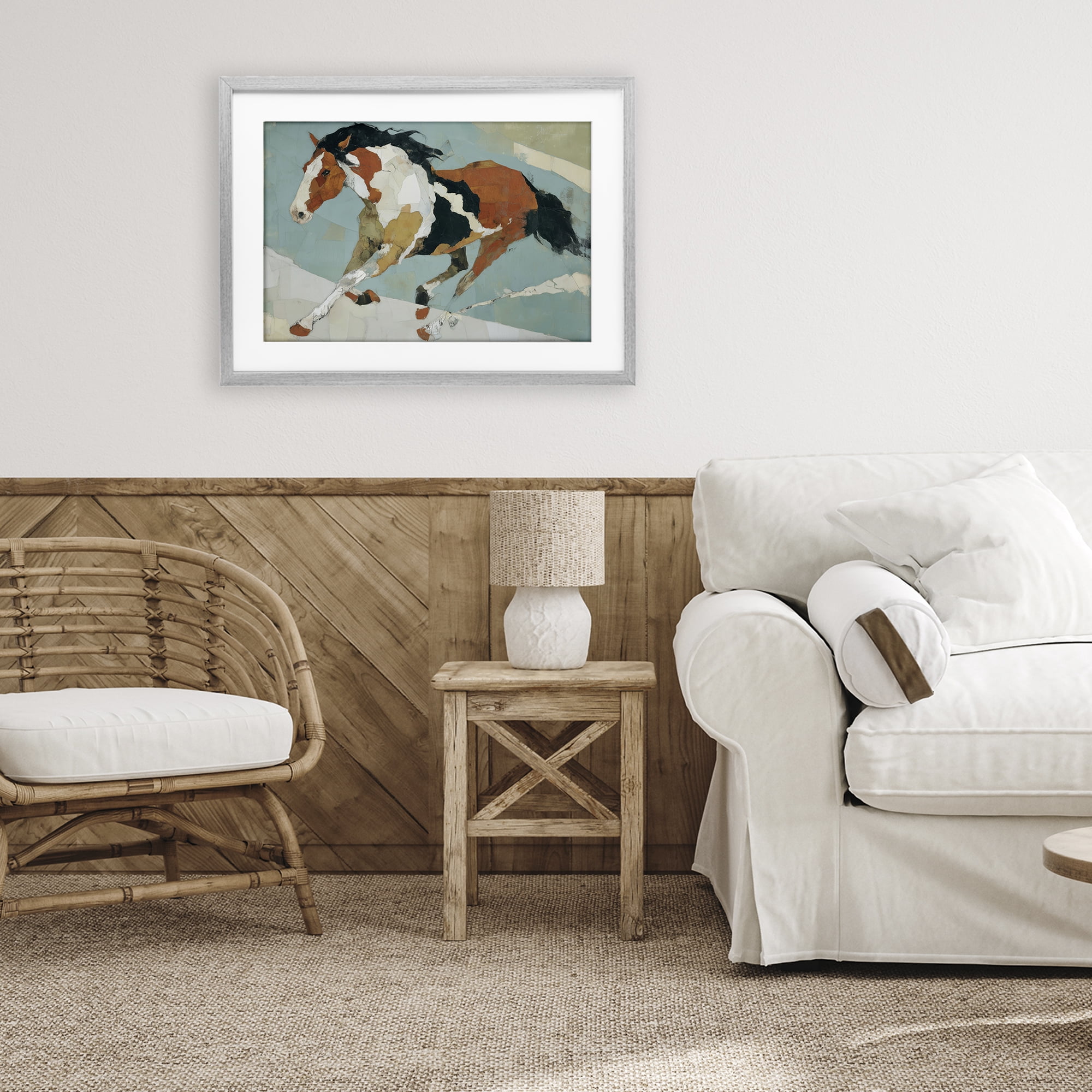 Stupell Industries Paint Horse in Motion Gray Framed Print Under Glass, design by Chromatic Storm Studio