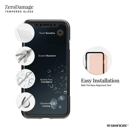SaharaCase - Clear Case with Glass Screen Protector for Apple iPhone X and XS - Rose Gold