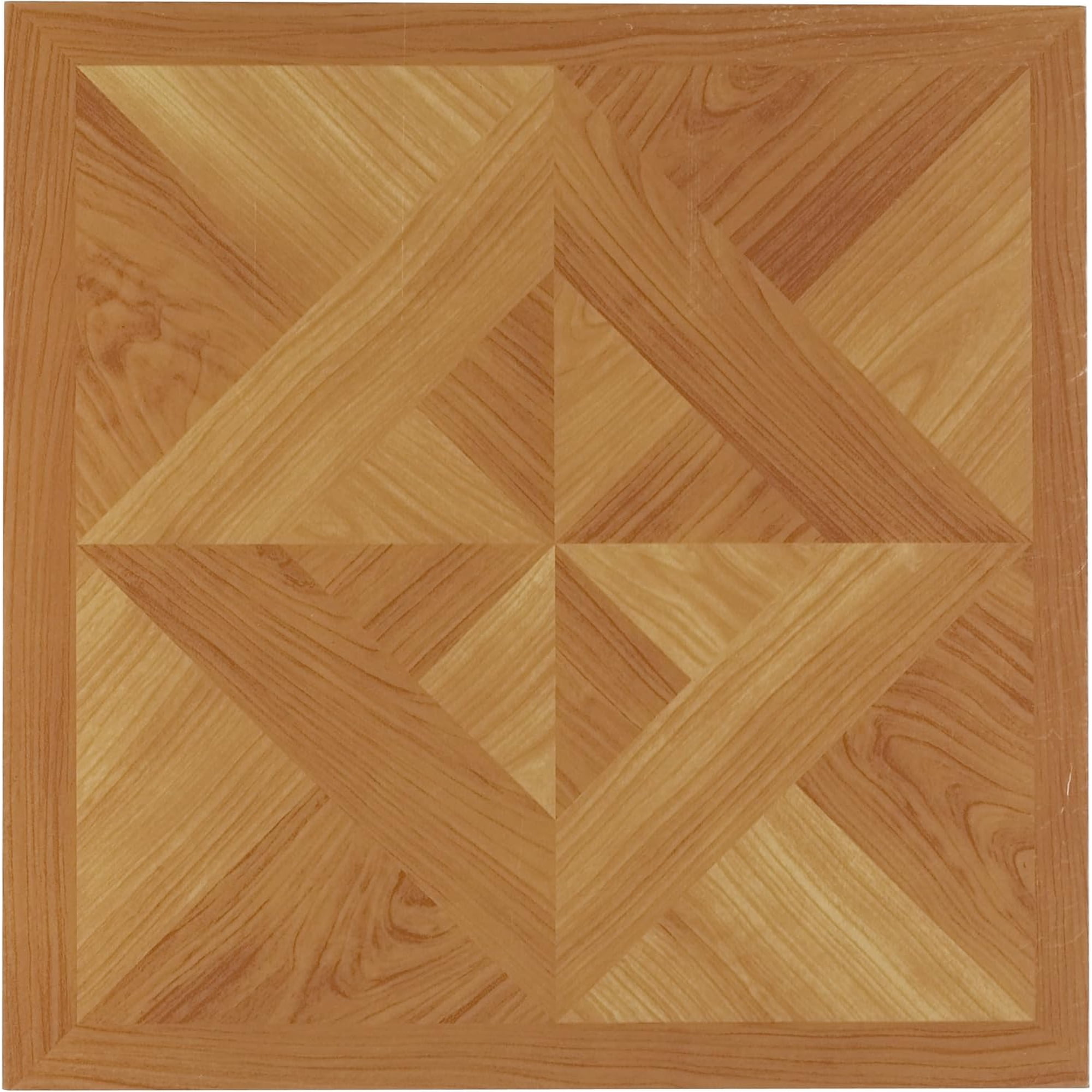 PowerSellerUSA Tivoli Self Adhesive Vinyl Floor Tiles, 45 Pcs Contemporary Peel and Stick Tile, 12" x 12" Square DIY Flooring Tiles for Kitchen, Bedroom, Bathroom - Classic Light Oak Diamond Parquet