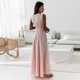 thumbnail image 5 of 2025 Spring Summer Women's Solid Color V-Neck Tie Waist Maxi Dress - Sleeveless Slim Fit Formal Gown Long Skirt Lace-up Dress, 5 of 5