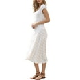 thumbnail image 4 of INSPIRE CHIC Floral Dress for Women's Square Neck Cap Sleeves Summer Casual Maxi A-Line Dresses XS White, 4 of 6
