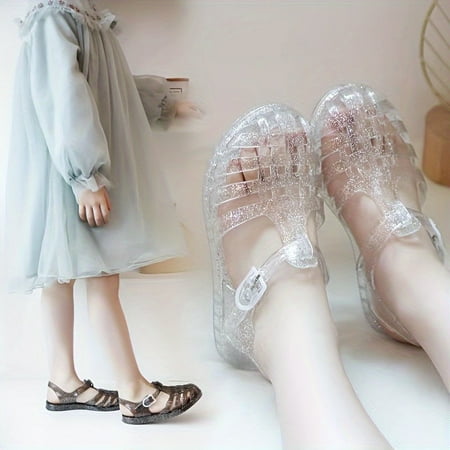 

Trendy Jelly Color Sandals For Girls Breathable Lightweight Sandals For Indoor Outdoor Beach Summer