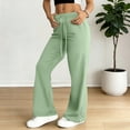 thumbnail image 6 of Wutalume Women's Elastic Drawstring Yoga Sweatpants - Flared Loose Trousers for Outdoor Exercise, Comfy Casual Pants,Light Green XL, 6 of 7