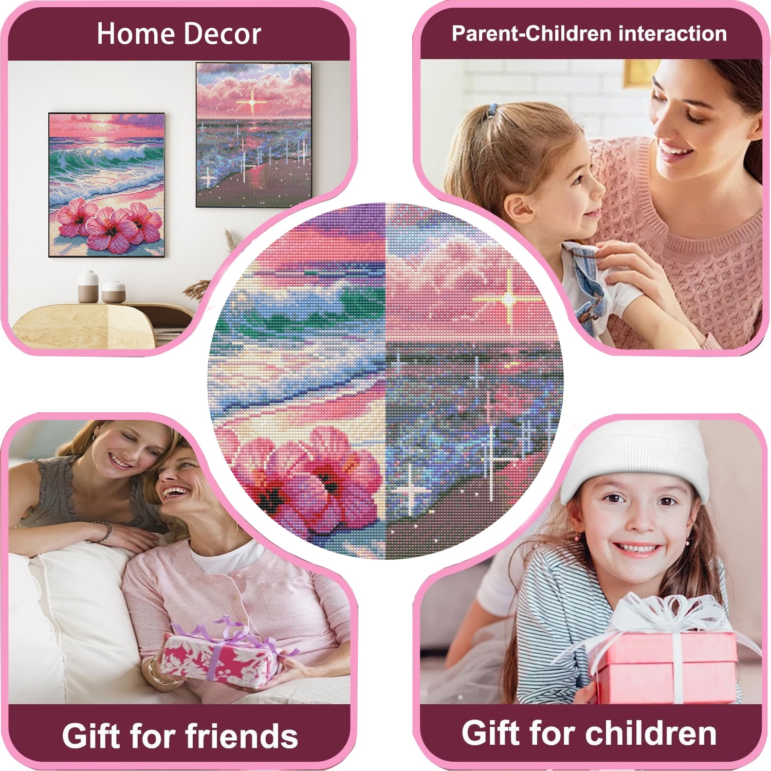 CSZPPQAF 2-Pack Beach Diamond Painting Kits for Adults Beginner- Full Round Drill,Gem Art Craft Set for Home Wall Decor or Relax Gift