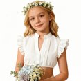 thumbnail image 2 of VUHXZWAF Girls Clothes Going Out Crop Tops Short Sleeve V Neck Ruffle Button Down Shirts Size 13-14 Years, 2 of 3