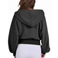 thumbnail image 3 of Female Zip Up Hoodies Cropped Sweatshirts Casual Comfy Cute Zip Jackets Fashion Trendy Fall Outfits Black XL, 3 of 8