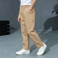 thumbnail image 6 of LEKWK Boys Uniform Pants Chino Pants Pull-On Elastic Waist Straight Leg Trousers with Pockets Kids Twill Pants 5-15Y Back to School Clothes, 6 of 9