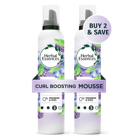 Herbal Essences Curl Boosting Mousse for Curly Hair, 24-Hour Hold, 2-Pack, 6.8 fl oz