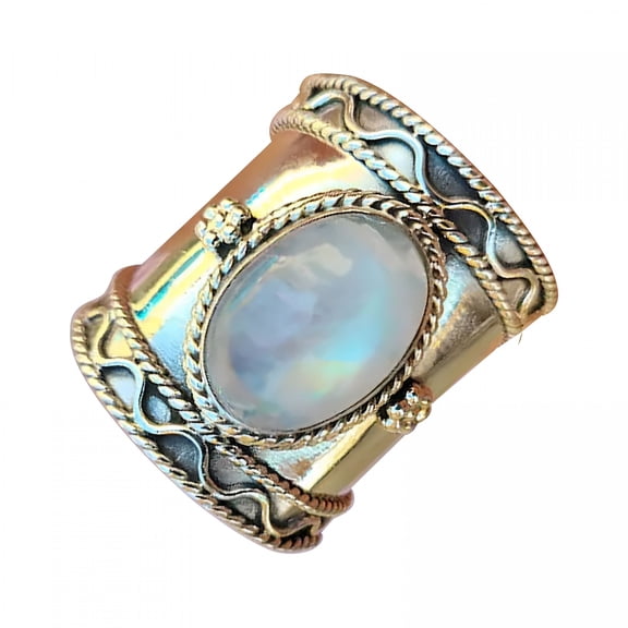 DESIGNICE Stainless Steel Rings for Women Bohemian Creative Vintage Wide Ring Fashionable Ladies Party Ring Jewellery Costume Jewelry for Women Love Ring Stackable Rings (Silver, 9)