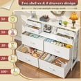 thumbnail image 5 of CRXX Dresser for Bedroom with Charging Station and LED, Sturdy Chest of Drawers with 8 Drawers and Two Open Shelves for Storage,Bedroom, Living Room,Hallway-White, 5 of 9