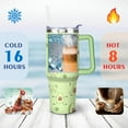 thumbnail image 4 of 40oz Kawaii Green Avocado Design Stainless Steel Flip Straw Tumbler Spill Proof Travel Cup Double Wall Vacuum Insulated Coffee Mug with Top Handle, 4 of 6