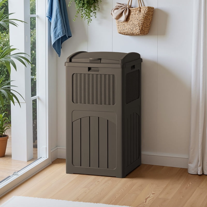 Homall Homes 36 Gallon Trash Can Plastic Kitchen Trash Can,Dark Brown