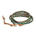 thumbnail image 3 of Natural Beauty Malachite Triple Wrap Nude Leather Bracelet, 3 of 5